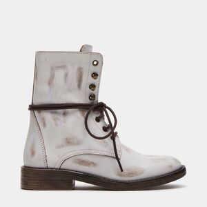 Steve Madden White and Brown Lace Up Boots